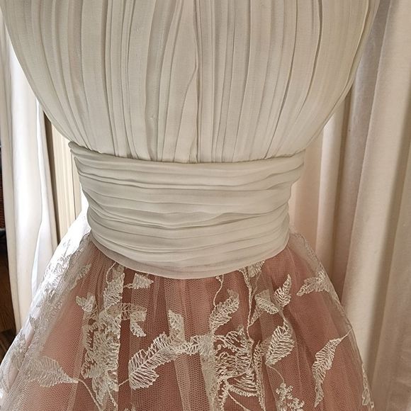minuet pink and white lace cocktail homecoming dress - Picture 3 of 12